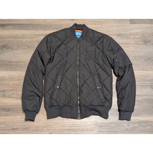 Adidas Quilted Bomber Jacket Black Diamond‎ Stitch Zip Pockets Men's Size S